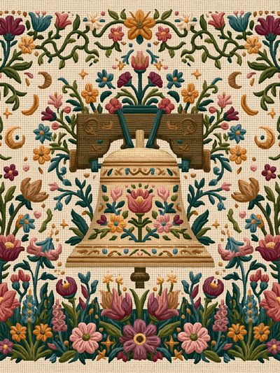 Floral Bell Embroidery Print. poster