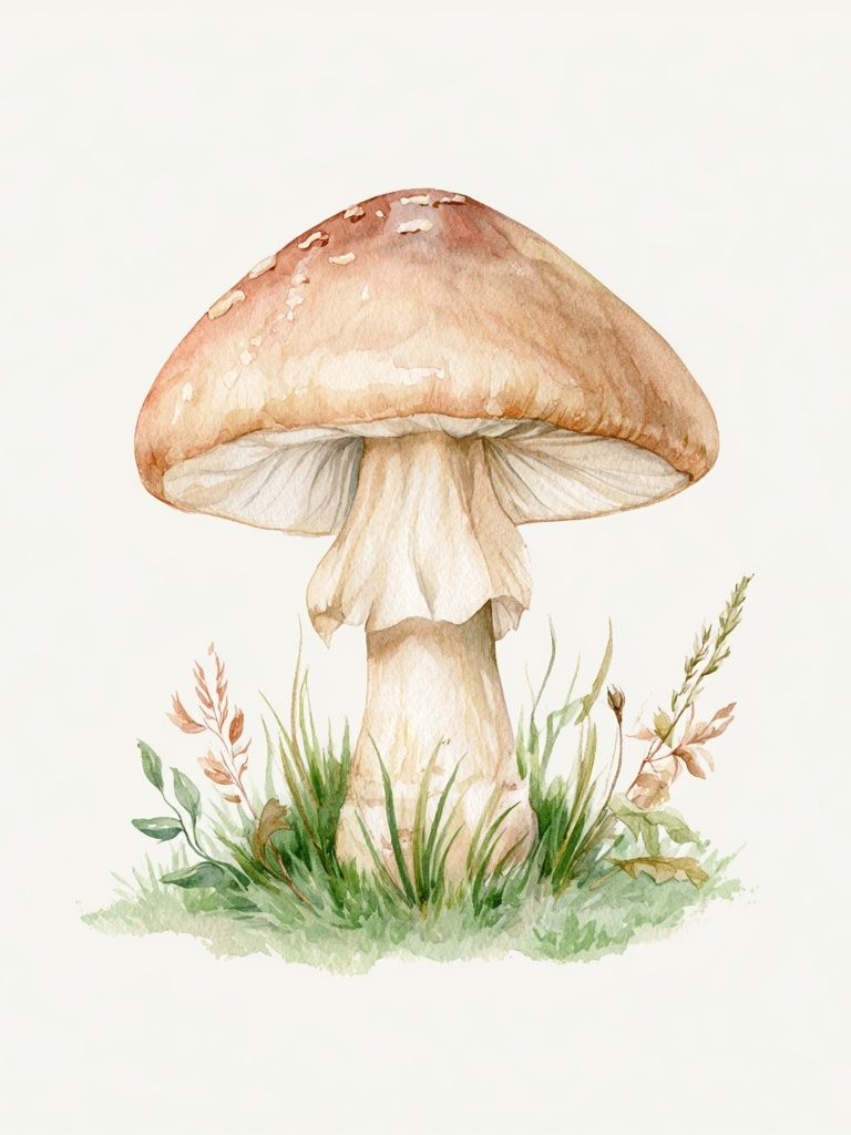 Watercolor Mushroom Botanical Print. poster — botanical art