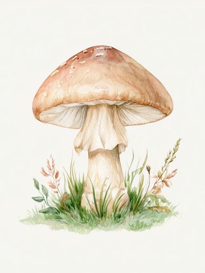 Watercolor Mushroom Botanical Print.