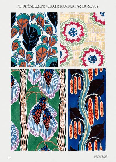 Colorful floral design, art nouveau. poster print