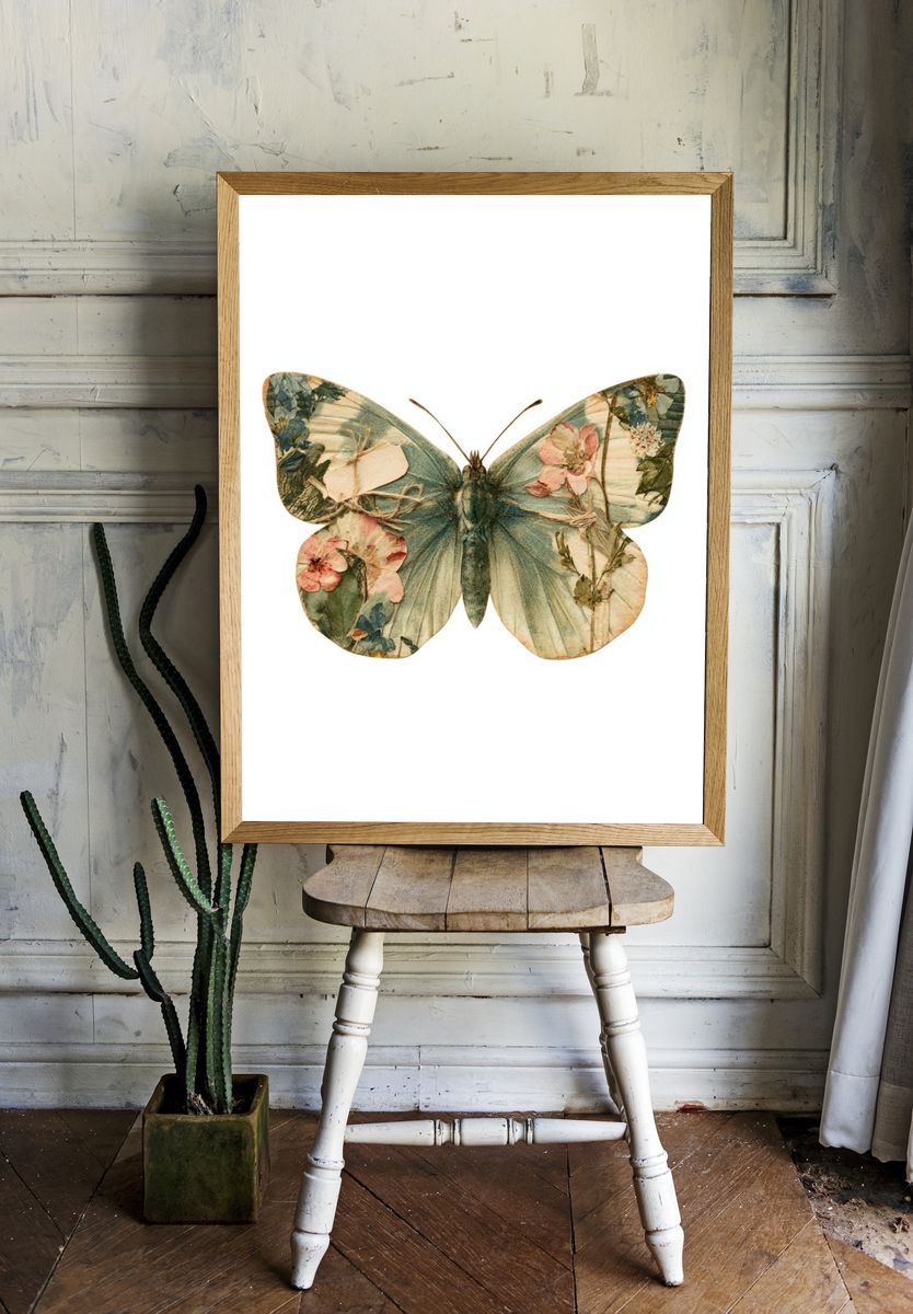 Botanical Butterfly Illustration Poster. room preview
