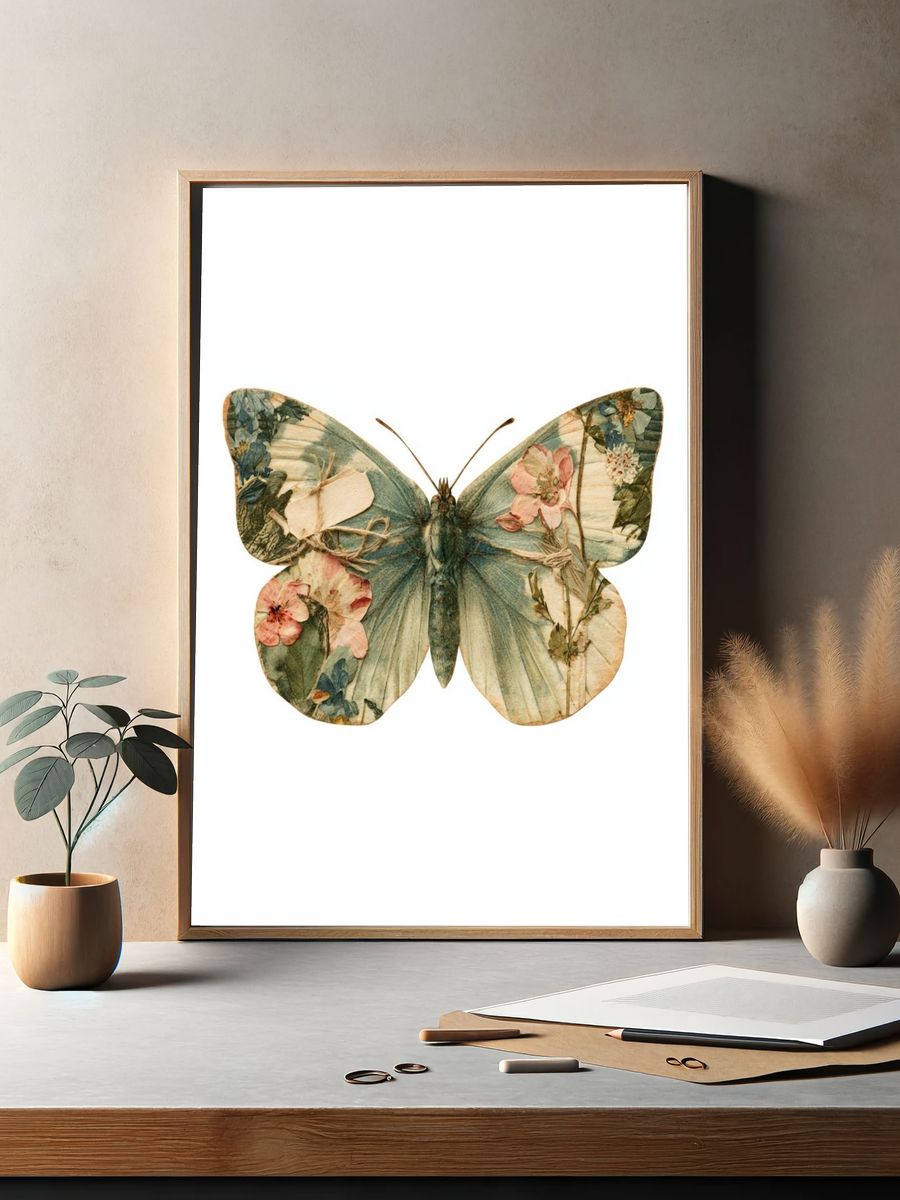 Botanical Butterfly Illustration Poster. — room view 2