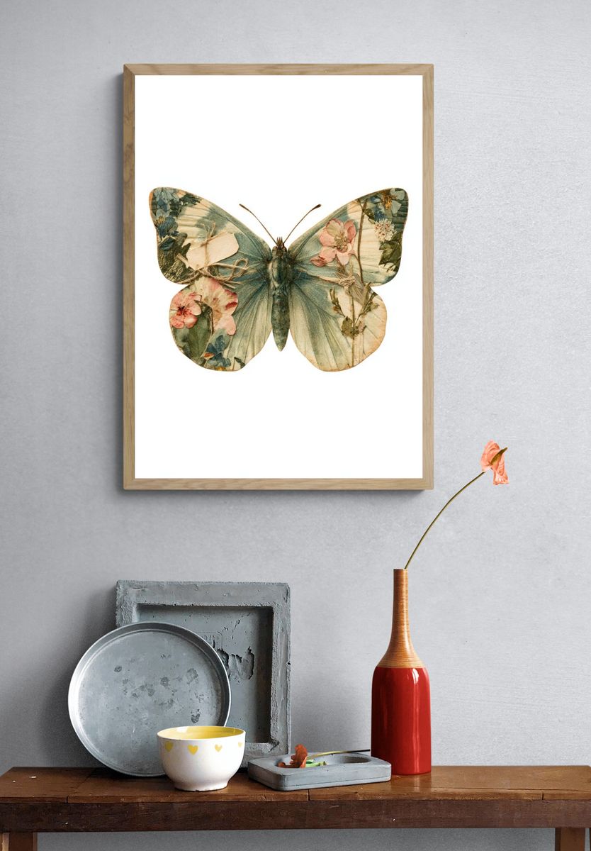 Botanical Butterfly Illustration Poster. — room view 3