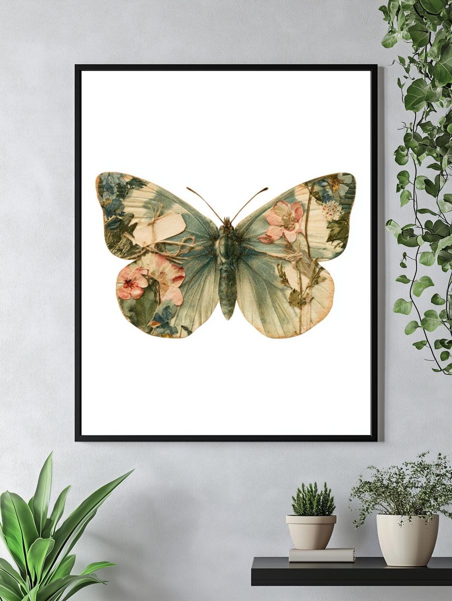 Botanical Butterfly Illustration Poster. — room view 4