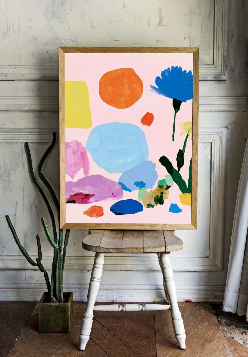 Pastel Floral Abstract Poster. — room view 1