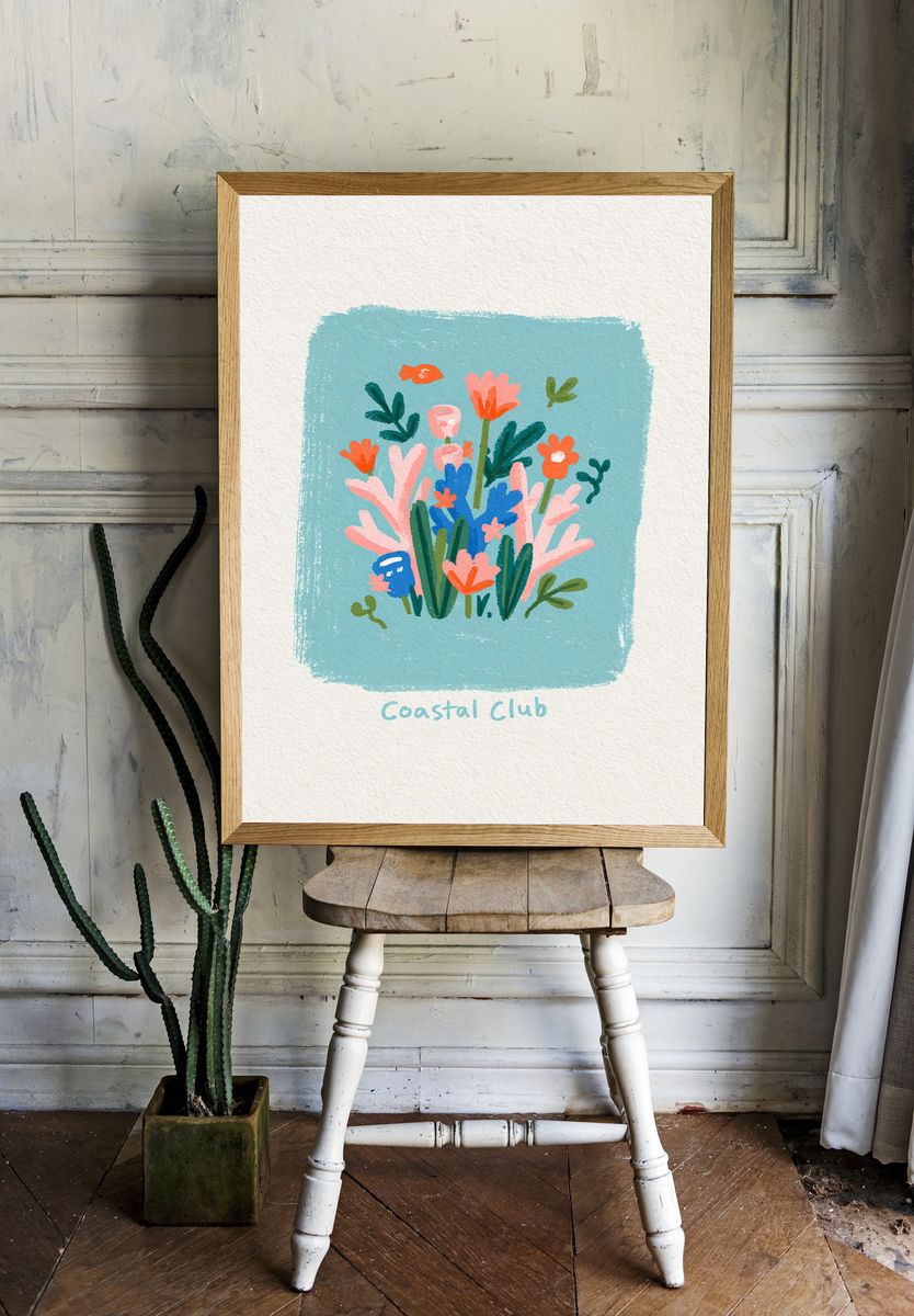 Coastal Club Floral Illustration Poster. room preview