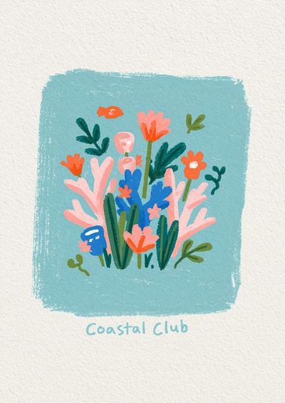 Coastal Club Floral Illustration Poster. poster
