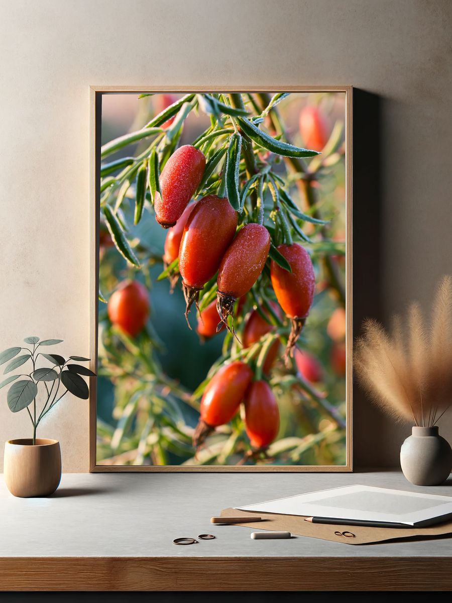 Frosted Rose Hips Botanical Print. — room view 2
