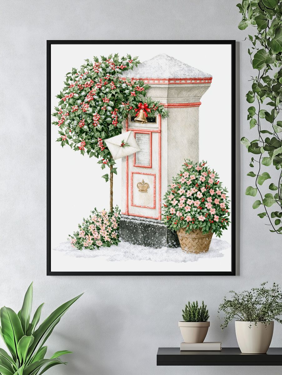 Holiday Mailbox Watercolor Print. — room view 4