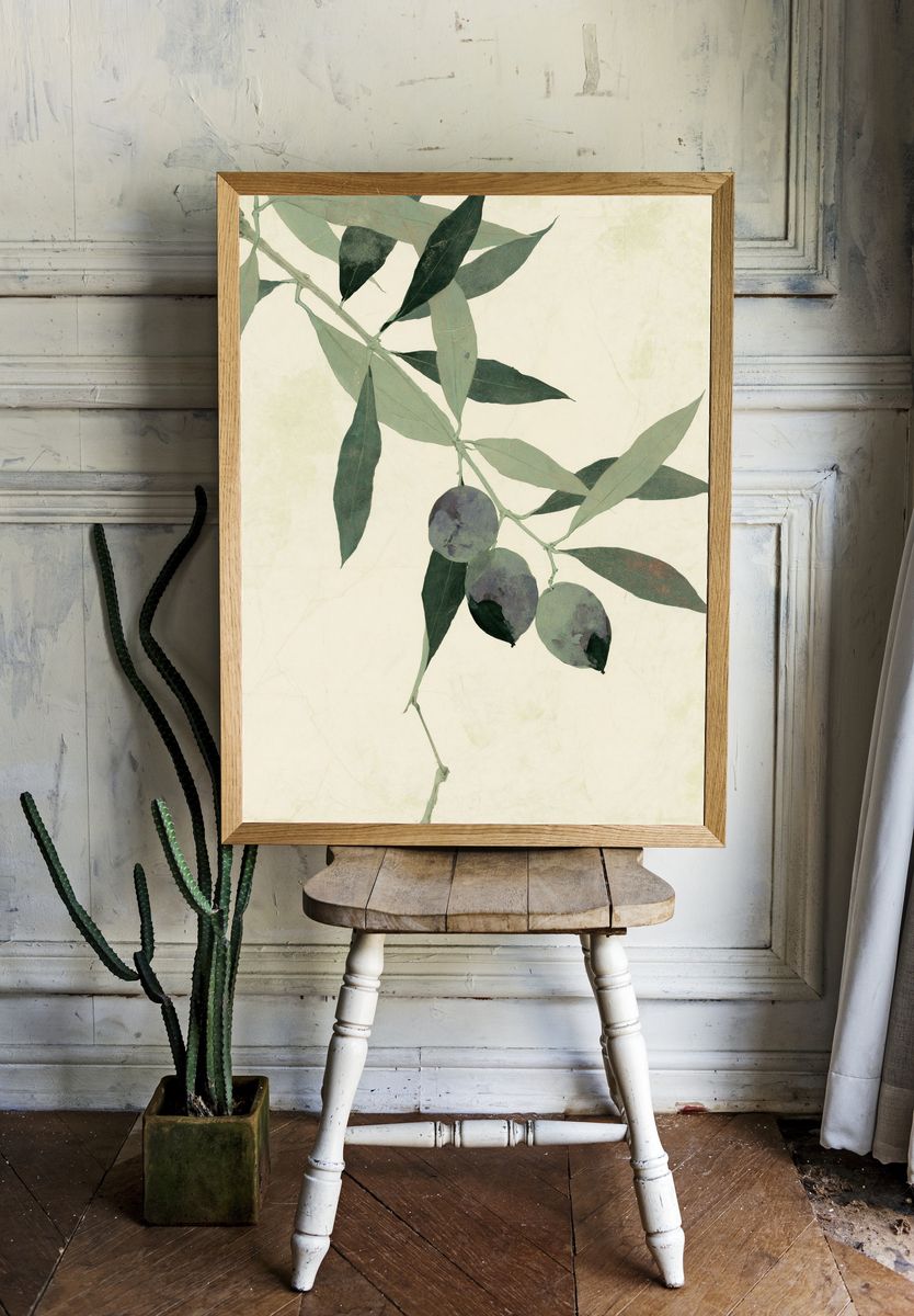 Olive Branch Botanical Print. — room view 1