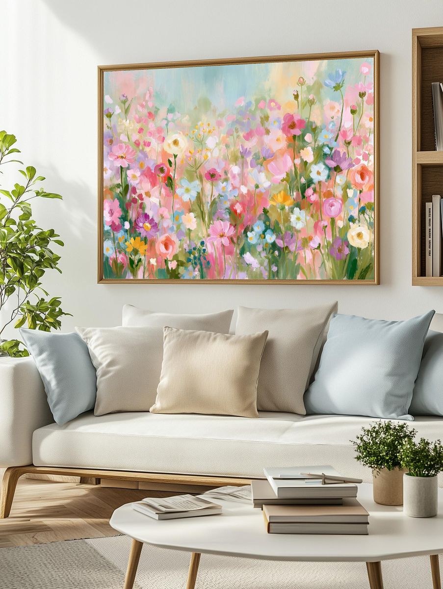 Pastel Wildflower Meadow Print. — room view 2