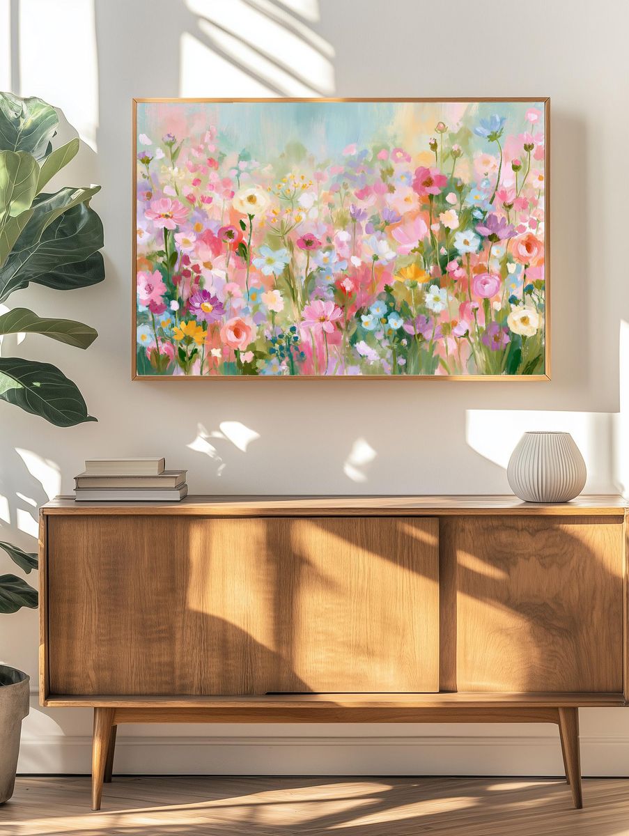 Pastel Wildflower Meadow Print. — room view 3
