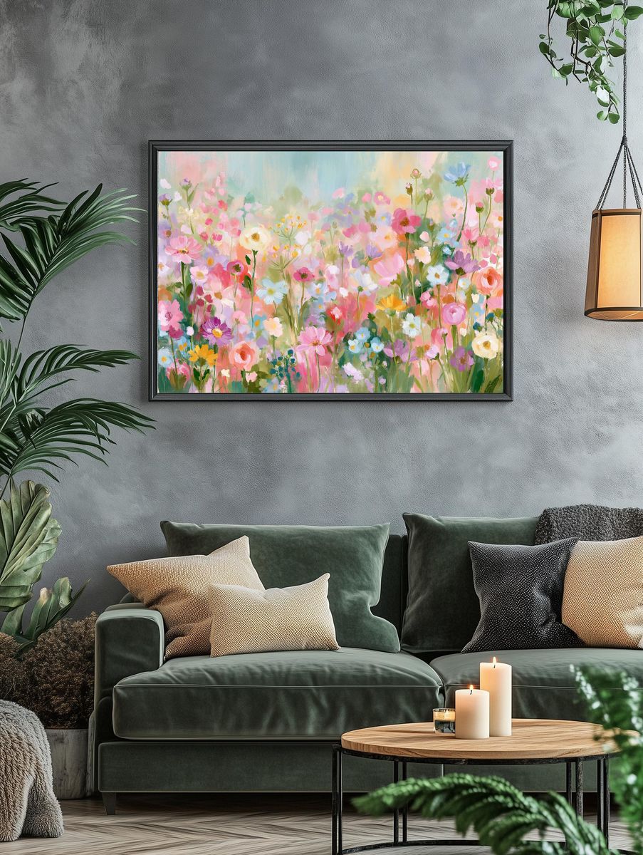Pastel Wildflower Meadow Print. — room view 4