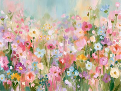 Pastel Wildflower Meadow Print.