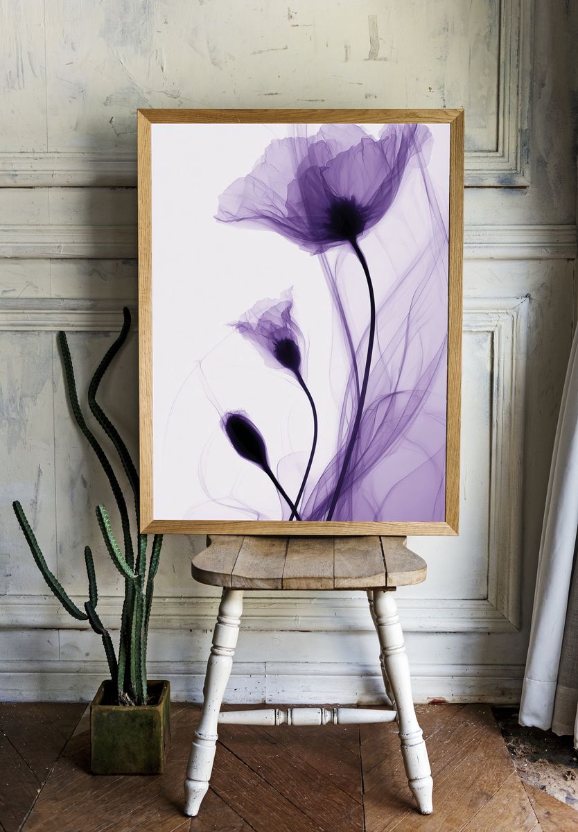 Purple Floral Abstract Print. — room view 1