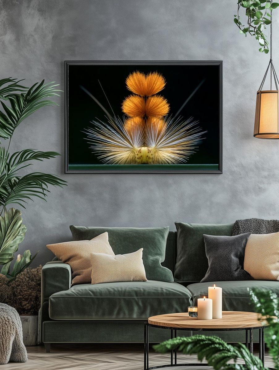 Orange Thistle Macro Photography Poster. — room view 4