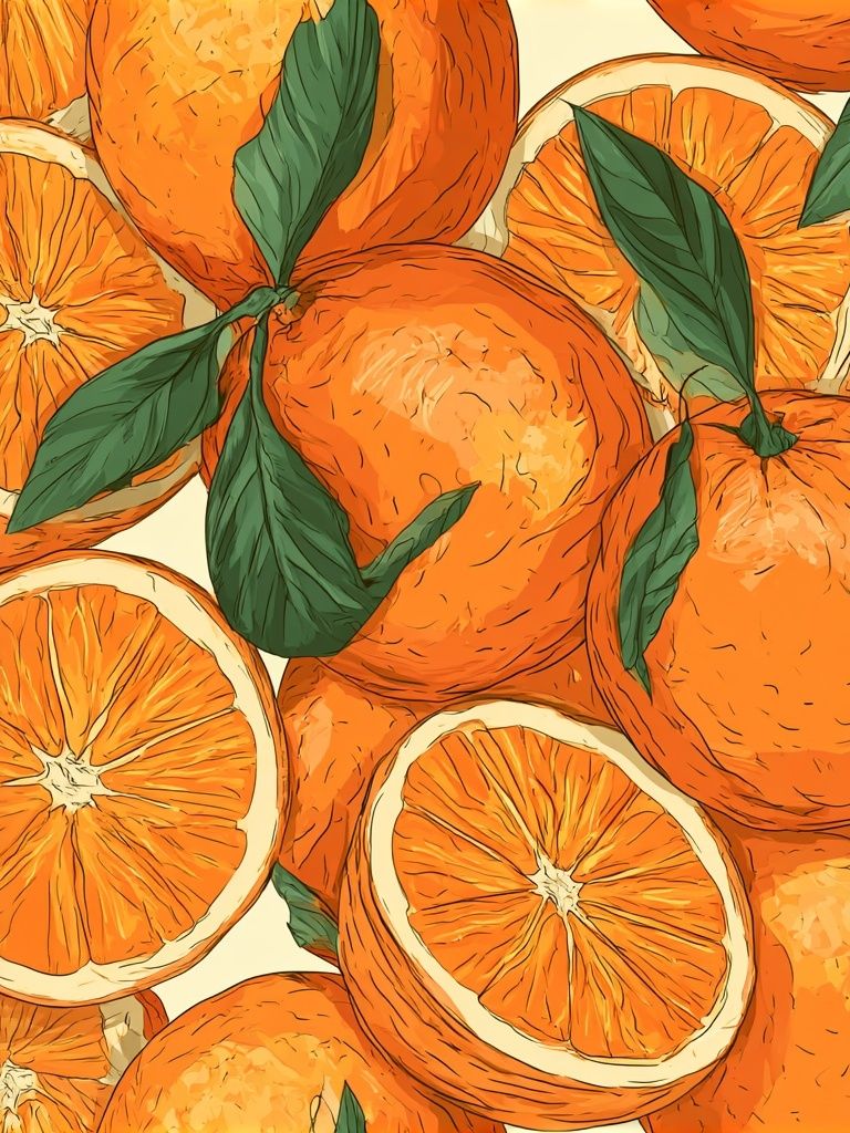 Orange Citrus Pattern Poster. poster — botanical art
