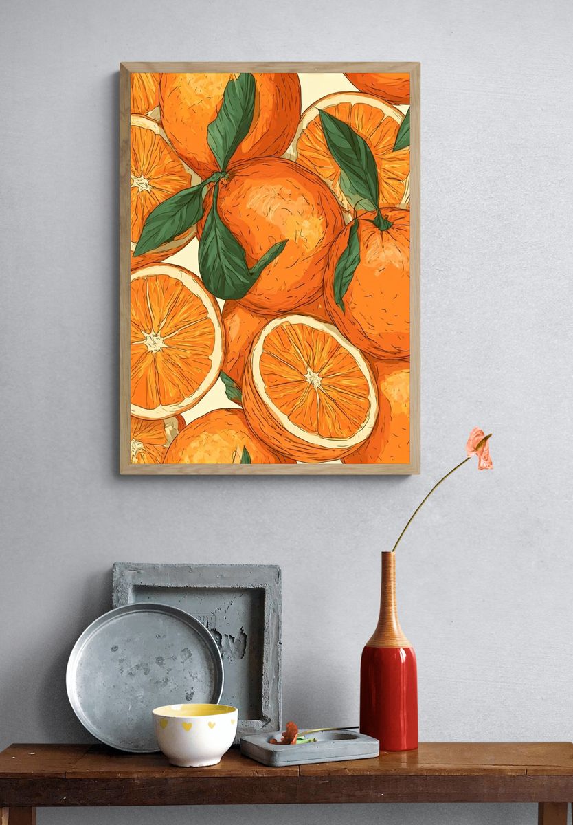 Orange Citrus Pattern Poster. — room view 3