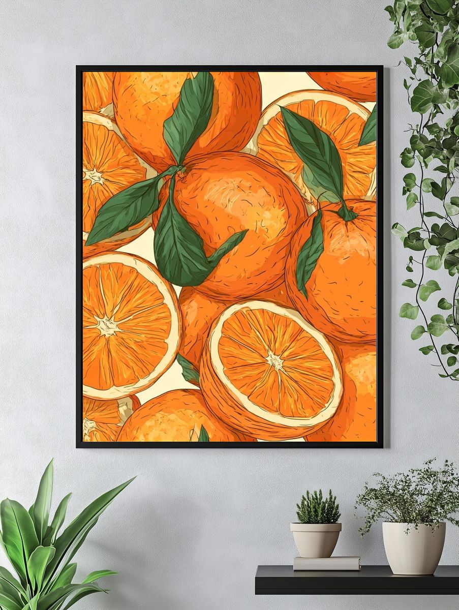 Orange Citrus Pattern Poster. — room view 4