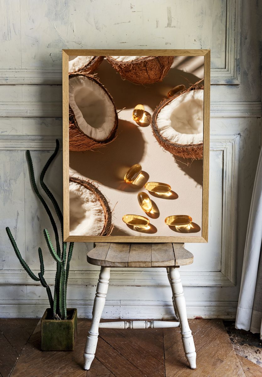 Coconut and Golden Capsules Poster. room preview