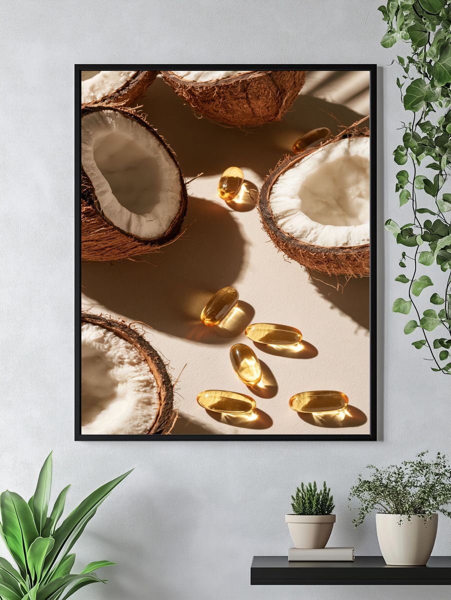 Coconut and Golden Capsules Poster. — room view 4