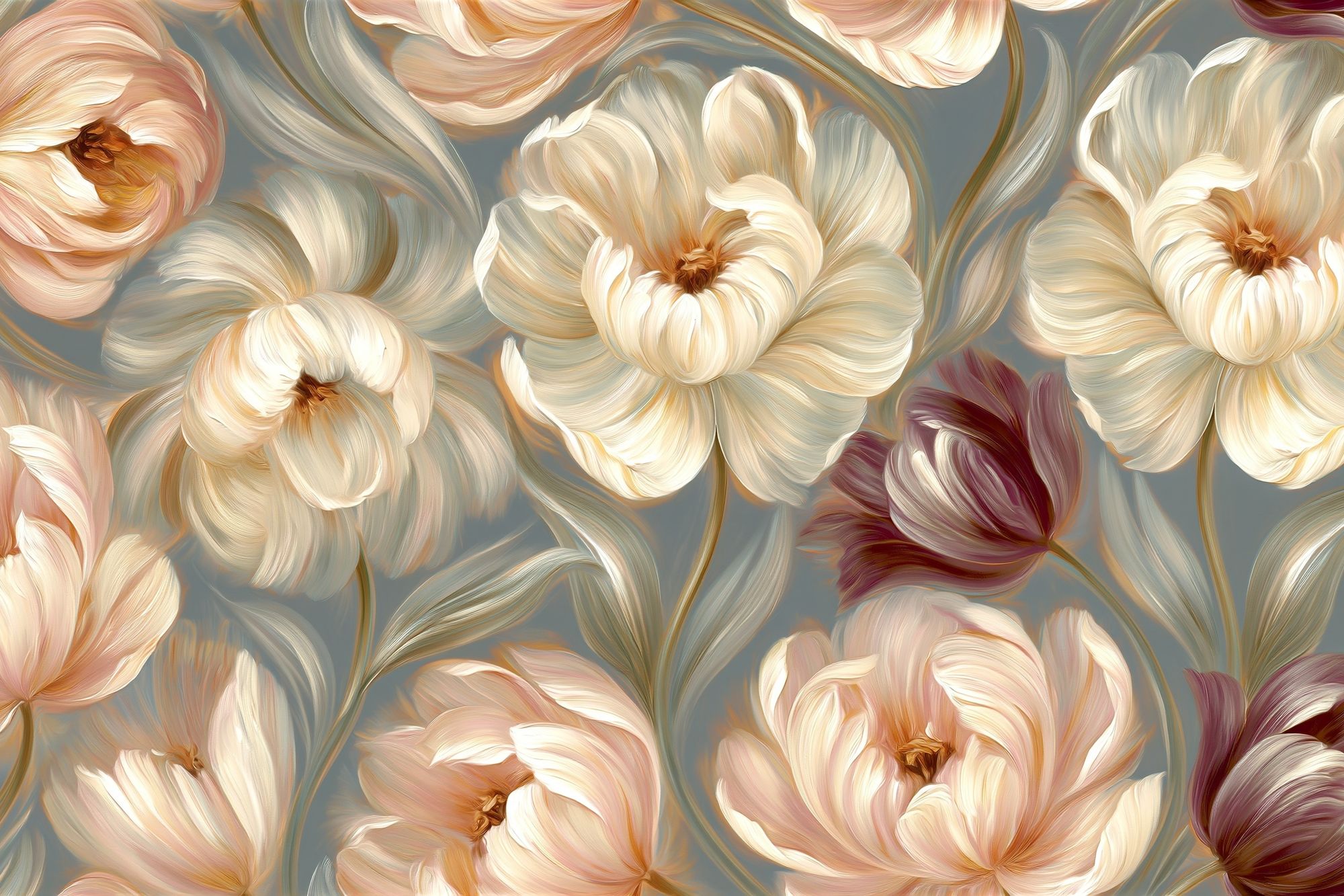 Blush Tulip Garden Illustration Poster. poster detail