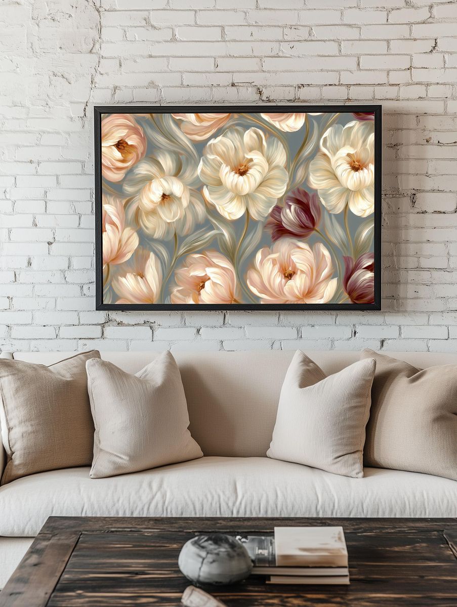Blush Tulip Garden Illustration Poster. — room view 1