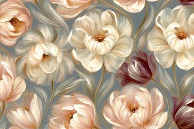 Blush Tulip Garden Illustration Poster. poster