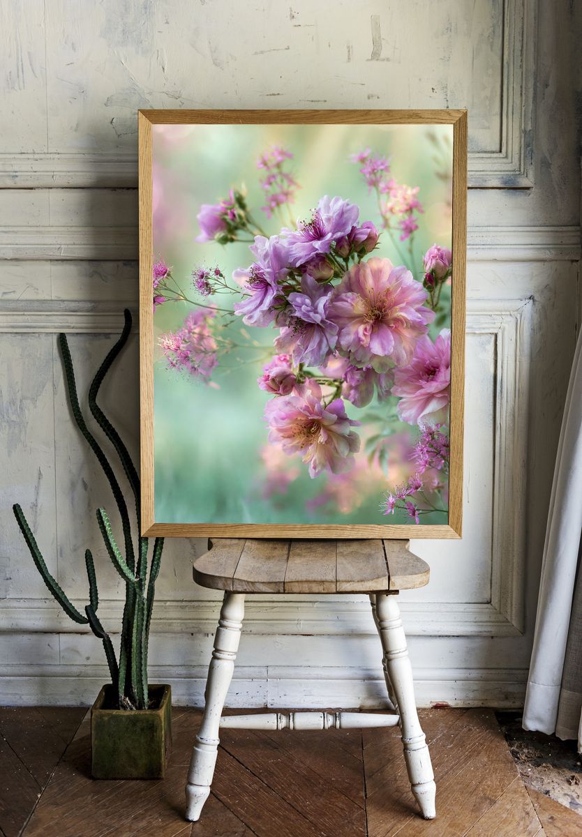 Pastel Cherry Blossom Floral Print. — room view 1