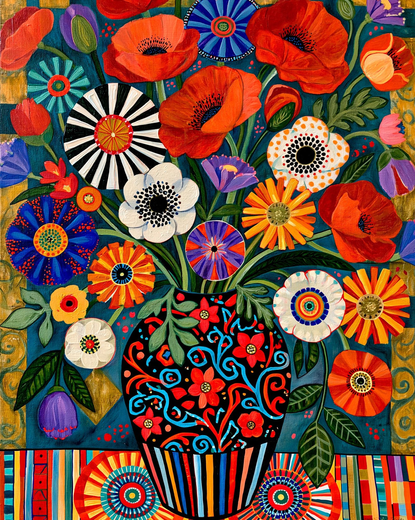 Colorful Floral Bouquet Illustration Poster. poster detail