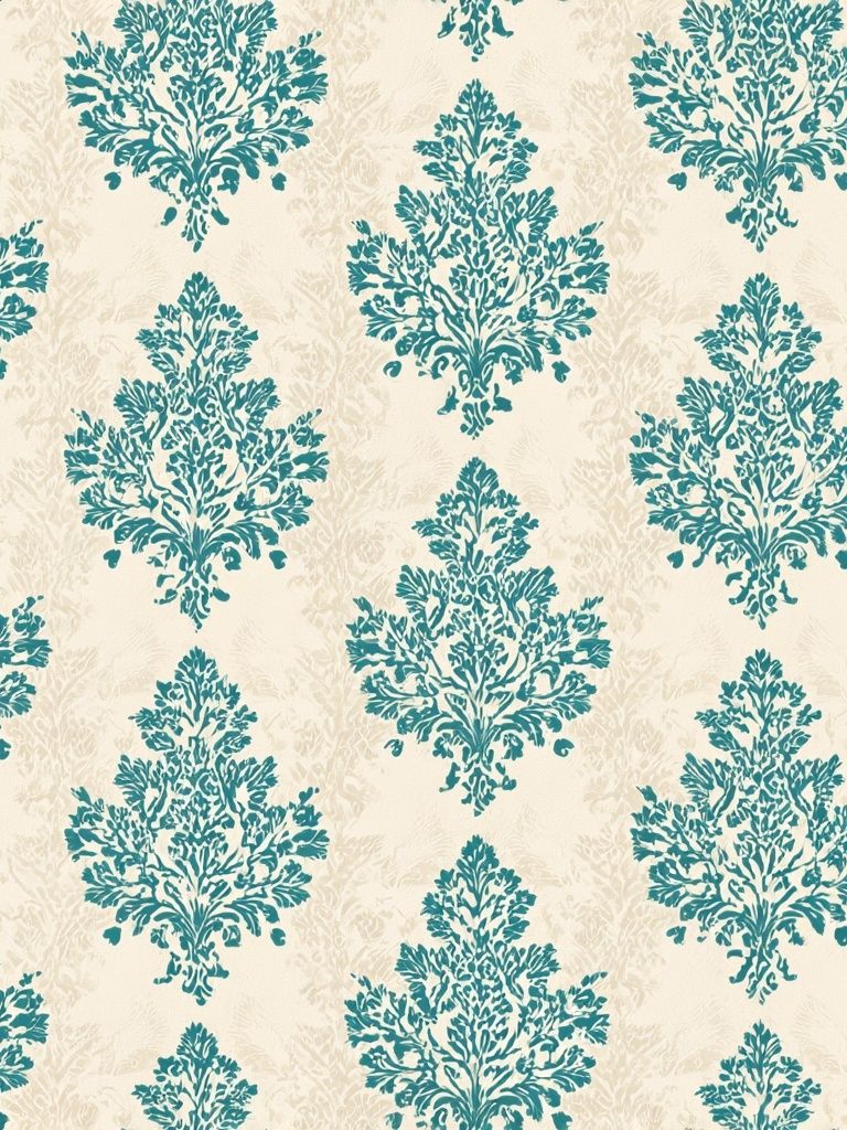 Teal Damask Pattern Print. poster detail