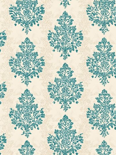 Teal Damask Pattern Print. poster print