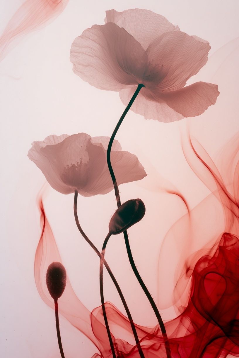 Pink Poppy Smoke Botanical Print. poster — botanical art