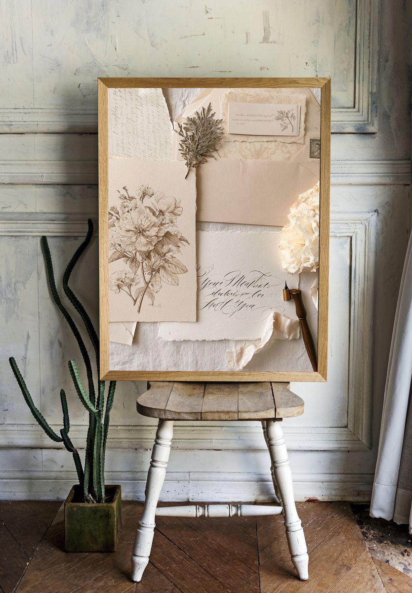 Vintage Botanical Collage Poster. room preview