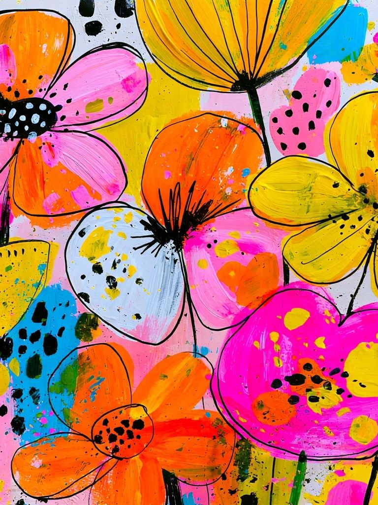 Neon Wildflower Bloom Poster. poster detail