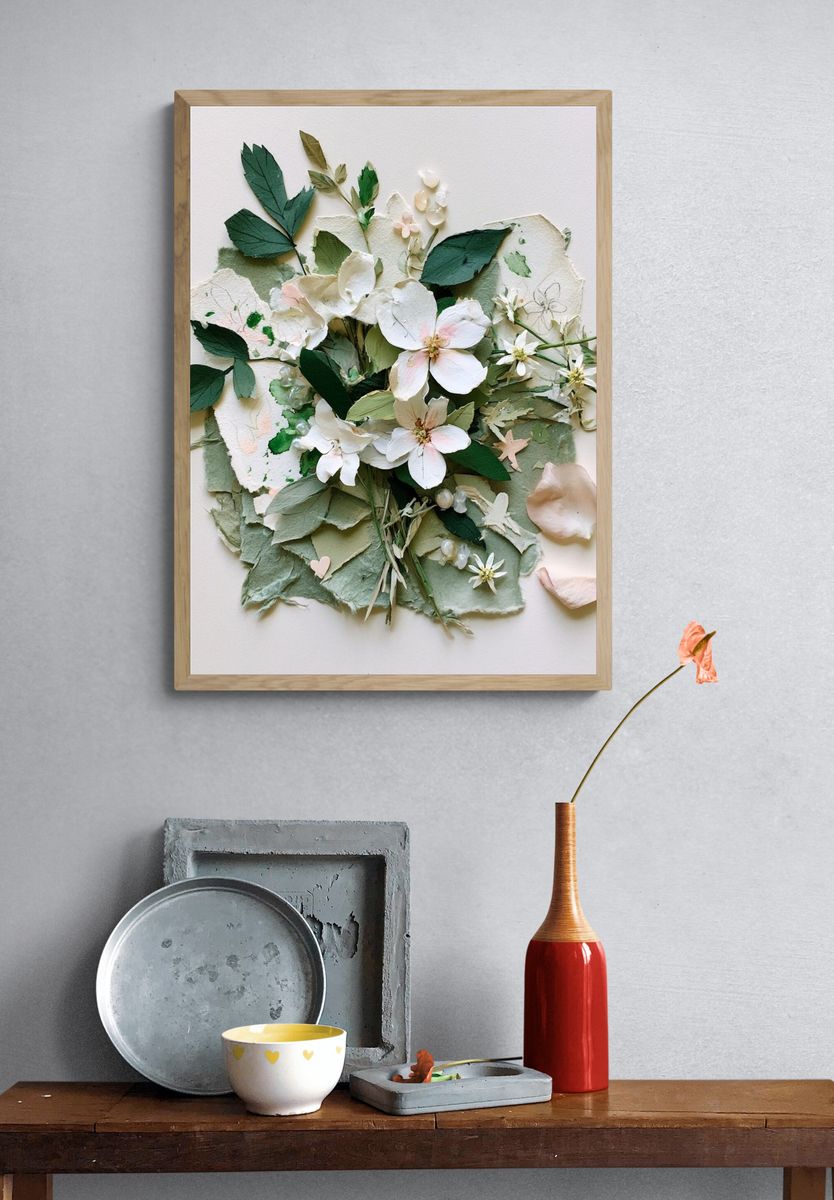Pressed Floral Collage Botanical Print. — room view 3