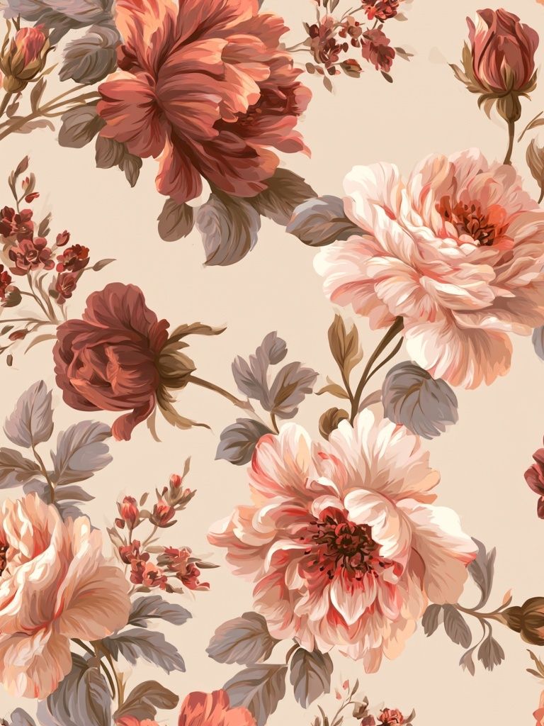 Peony Floral Pattern Poster. poster — botanical art