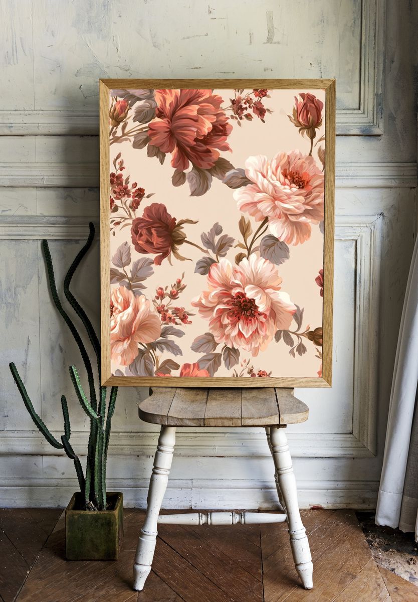 Peony Floral Pattern Poster. room preview