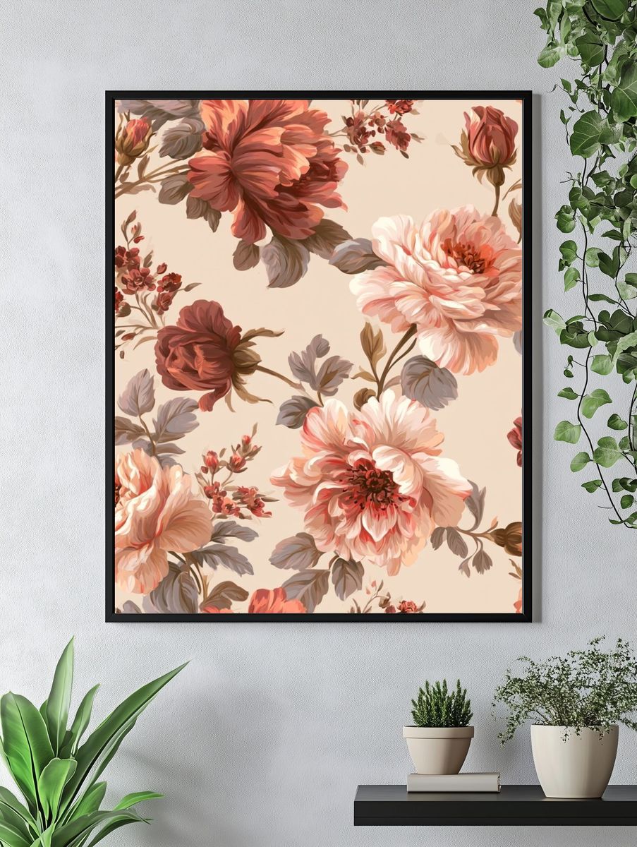 Peony Floral Pattern Poster. — room view 4