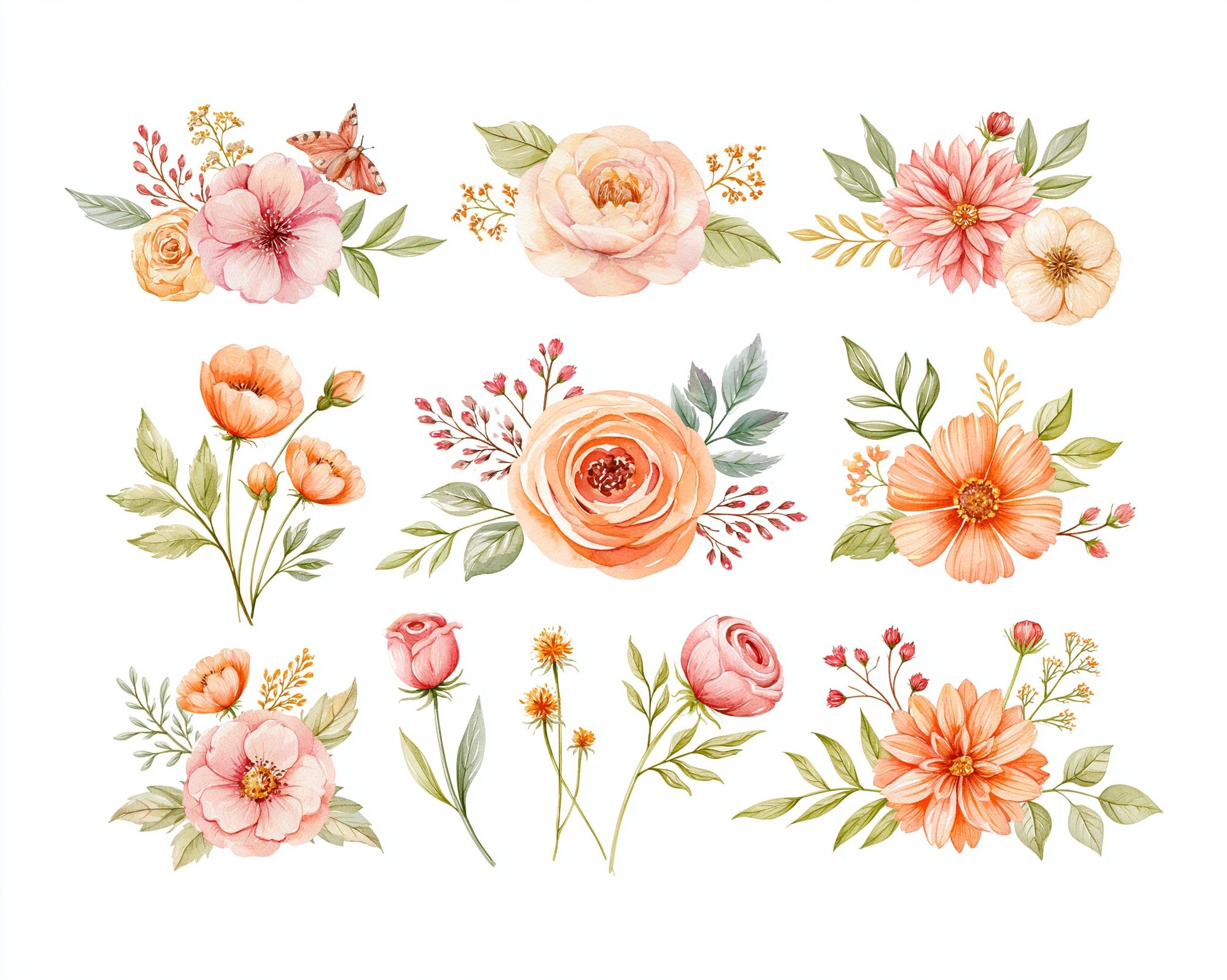Watercolor Floral Bouquet Poster. poster detail