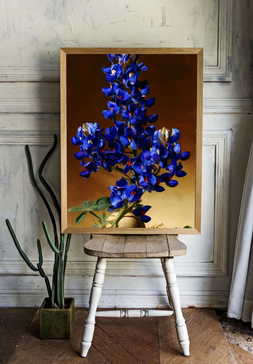 Blue Lupine Botanical Print. — room view 1