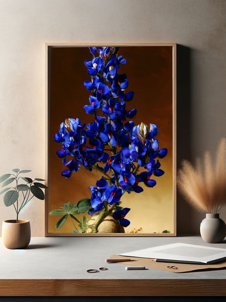 Blue Lupine Botanical Print. — room view 2