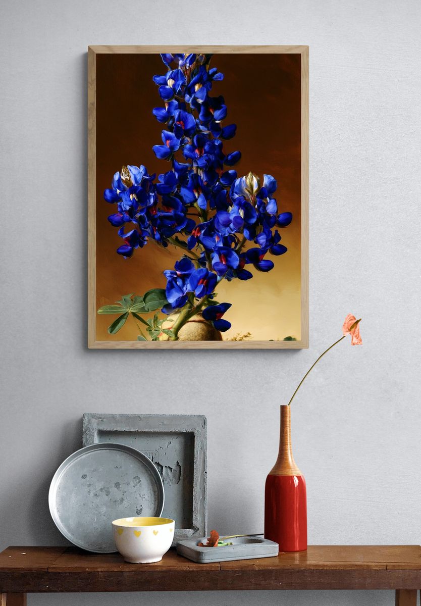 Blue Lupine Botanical Print. — room view 3