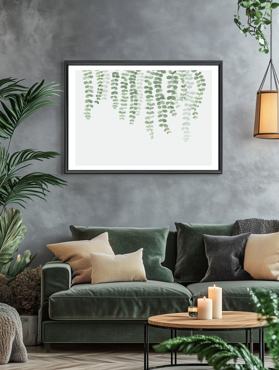 Illustration hanging plant isolated white. — room view 4