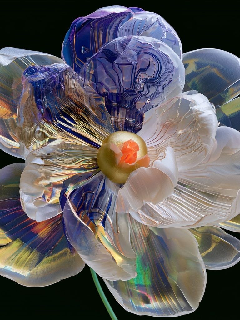 Iridescent Bloom Botanical Print. poster detail