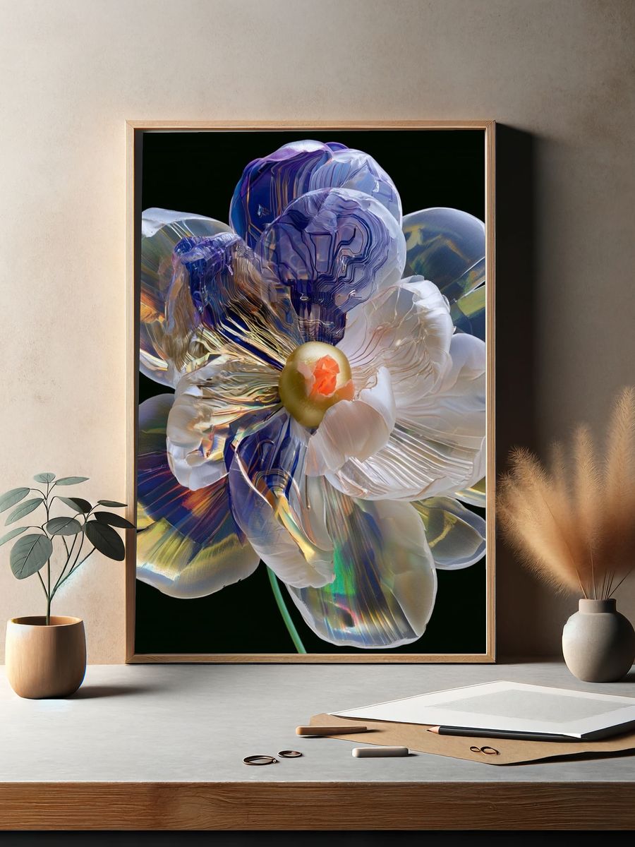 Iridescent Bloom Botanical Print. — room view 2