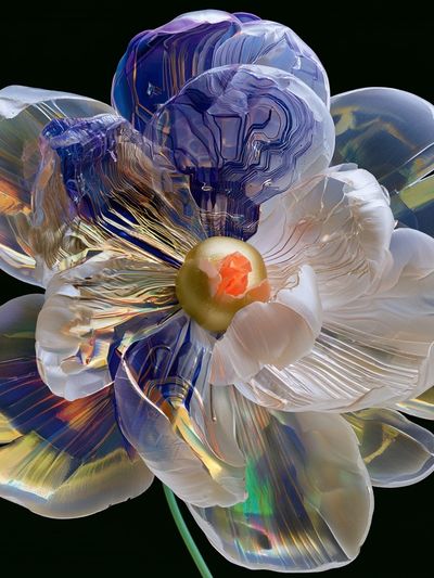 Iridescent Bloom Botanical Print.