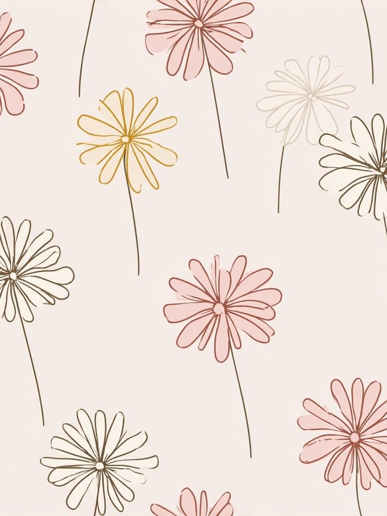 Pastel Daisy Line Art Poster. poster detail