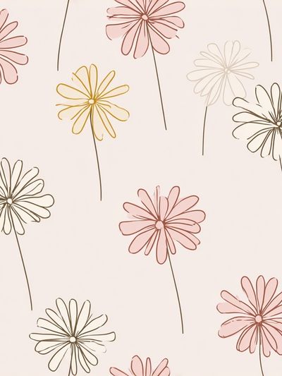 Pastel Daisy Line Art Poster. poster