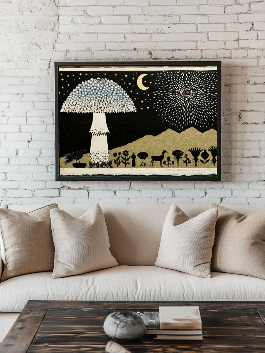 Celestial Mushroom Night Print. — room view 1